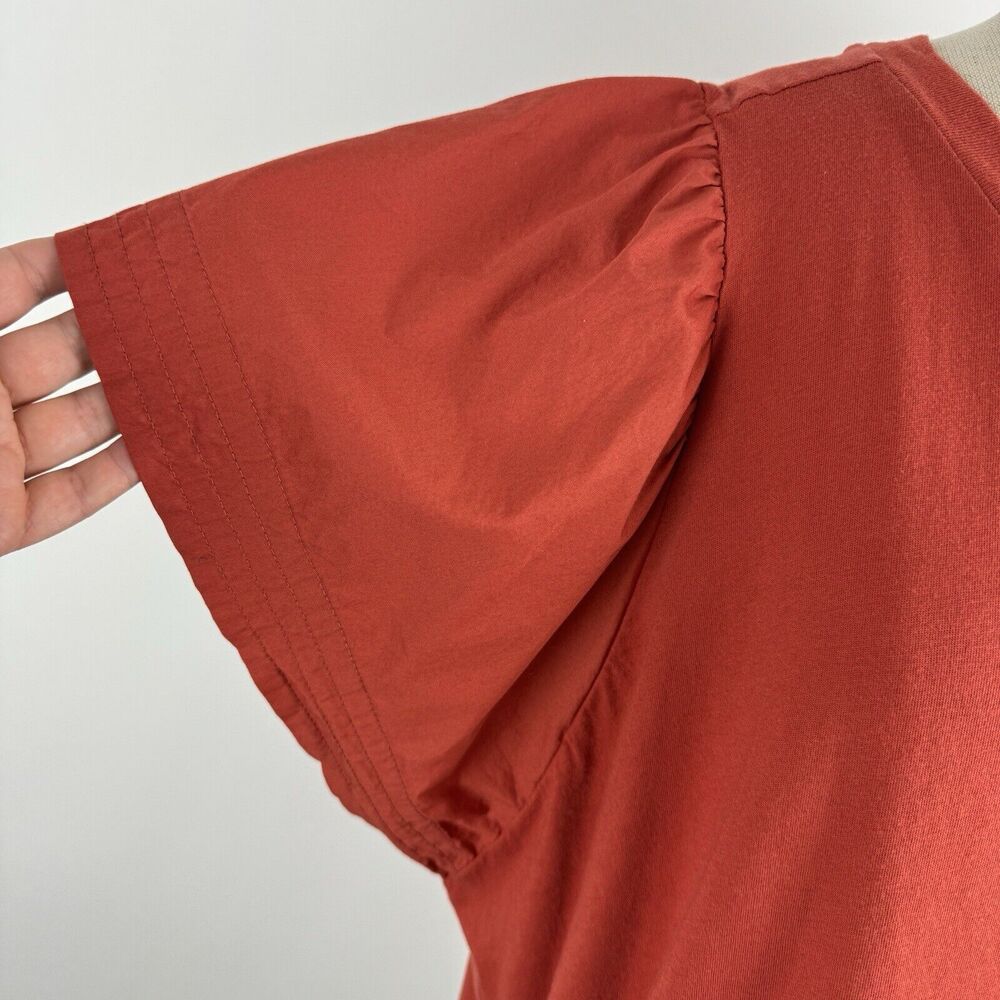 Old Navy Short Sleeve Rust Orange Flutter Sleeve Combination Top Size 2X - Picture 5 of 12